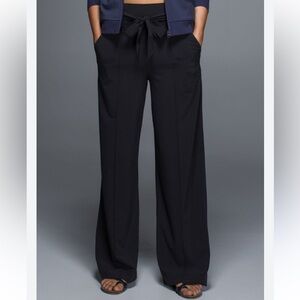 LULULEMON NOIR CAREER TIE WAIST WIDE LEG PLEATED